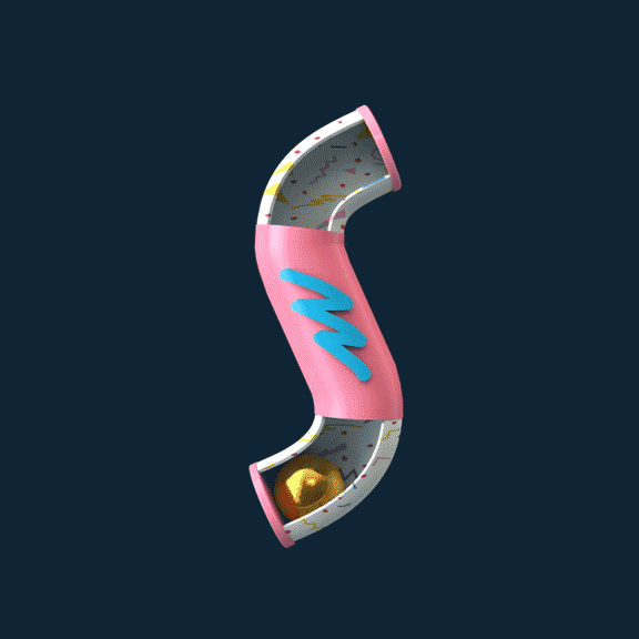 S Shaped Transparent Tube Kinetic Art GIF