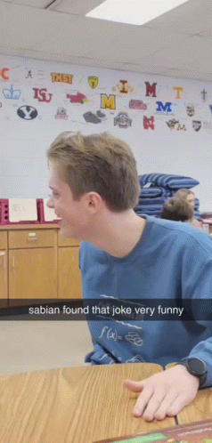 Sabian Found That Joke Very Funny Written On A Picture Of A Boy GIF