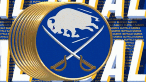 Sabres Logo On Blue And Yellow GIF