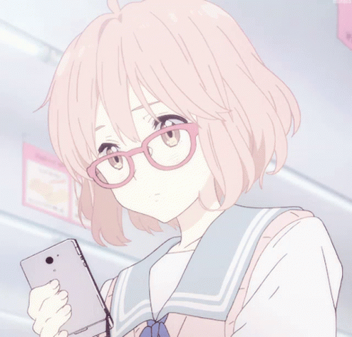 Sad Mirai Kuriyama Looking At Phone Aesthetic GIF