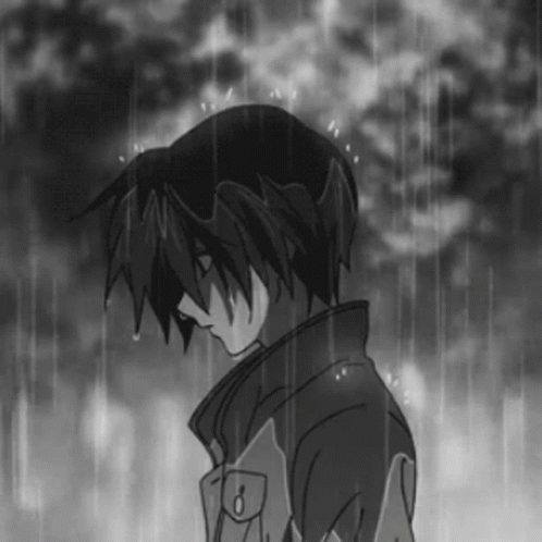 Sad Anime Boy Crying In The Rain GIF