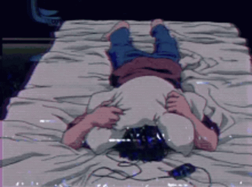 Sad Anime Boy Lying On Bed GIF