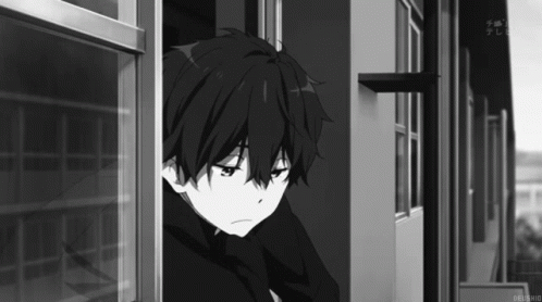 Sad Anime Boy Staring Out Window GIF