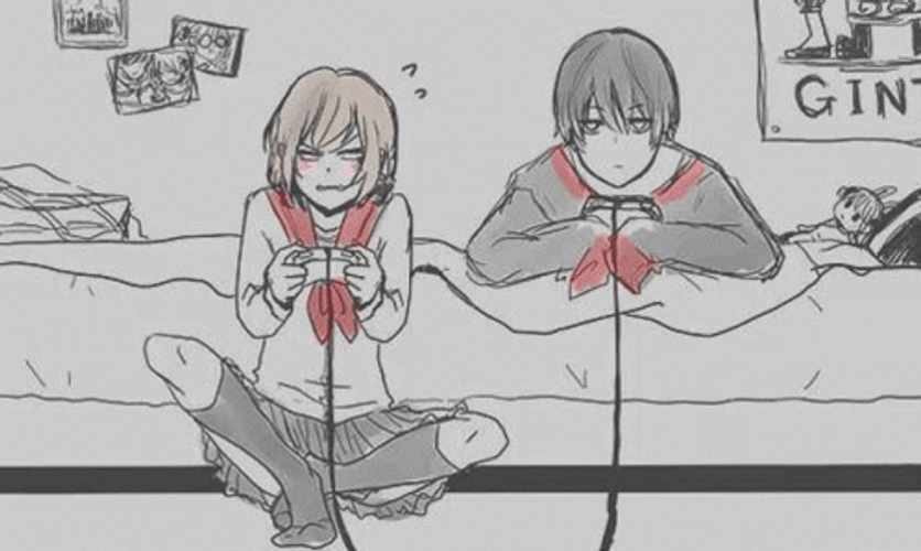 Sad Anime Couple Kissing Mobile Sketch GIF