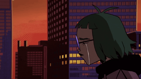 Sad Anime Girl With Green Hair GIF