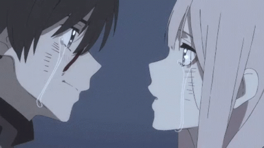 Sad Anime Girl Zero Two Kiss GIF