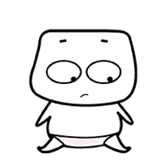 Sad Big-Eyed Character Sitting Down
