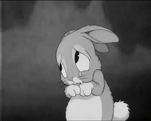 Sad Black And White Bunny In Dark Room GIF