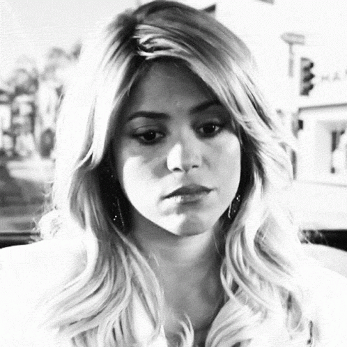 Sad Blonde Woman Black And White GIF