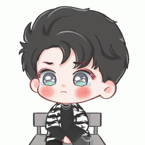 Sad Boy Animated Wang Yibo With Teary Eyes GIF