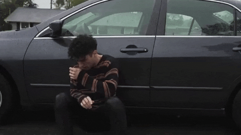 Sad Boy Crying Beside Car Aesthetic GIF