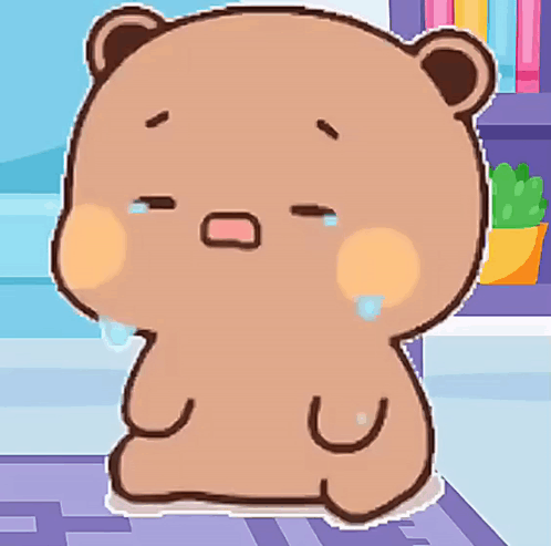 Sad Cartoon Bear Sitting on Rug