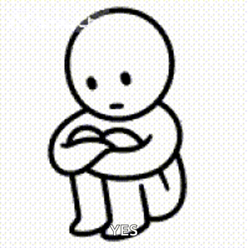 Sad Cartoon Character Sitting Crossed Arms Yes Sign GIF