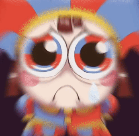 Sad Cartoon Character with Big Eyes
