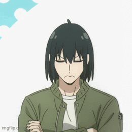 Sad Cartoon Character With Black Hair And Green Jacket GIF