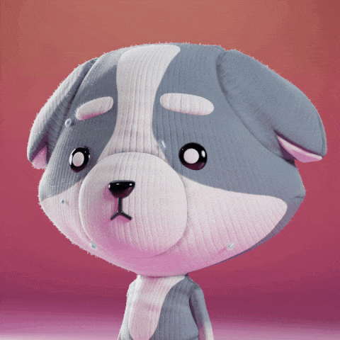 Sad Cartoon Dog In Pink Background GIF