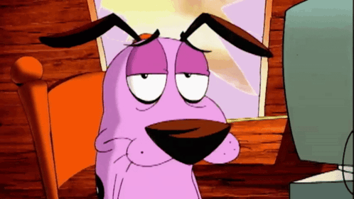 Sad Cartoon Dog Sitting in Chair