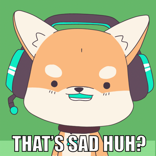 Sad Cartoon Dog Wearing Headphones