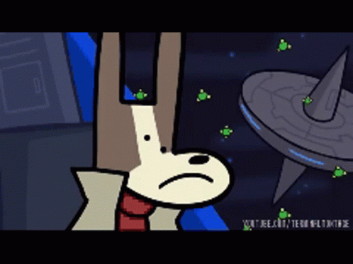 Sad Cartoon Dog with YouTube URL