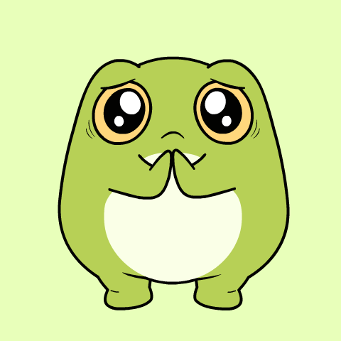 Sad Cartoon Frog with Big Orange Eyes