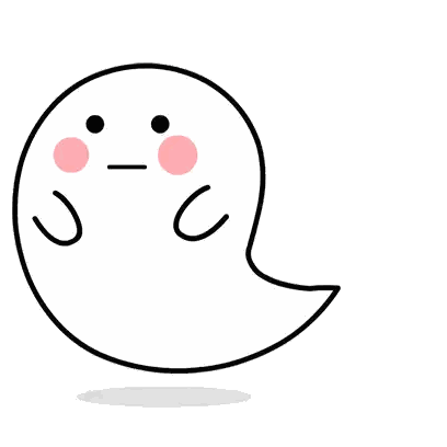 Sad Cartoon Ghost with Pink Cheeks