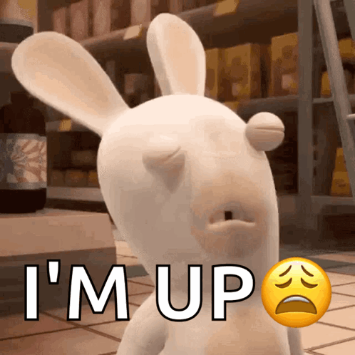 Sad Cartoon Rabbit Saying I'm Up