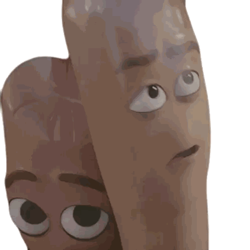 Sad Cartoon Sausage Next to Another