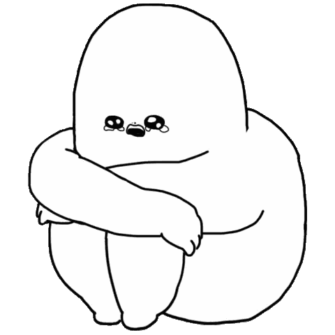 Sad Cartoon Sitting With Arms Around Knees