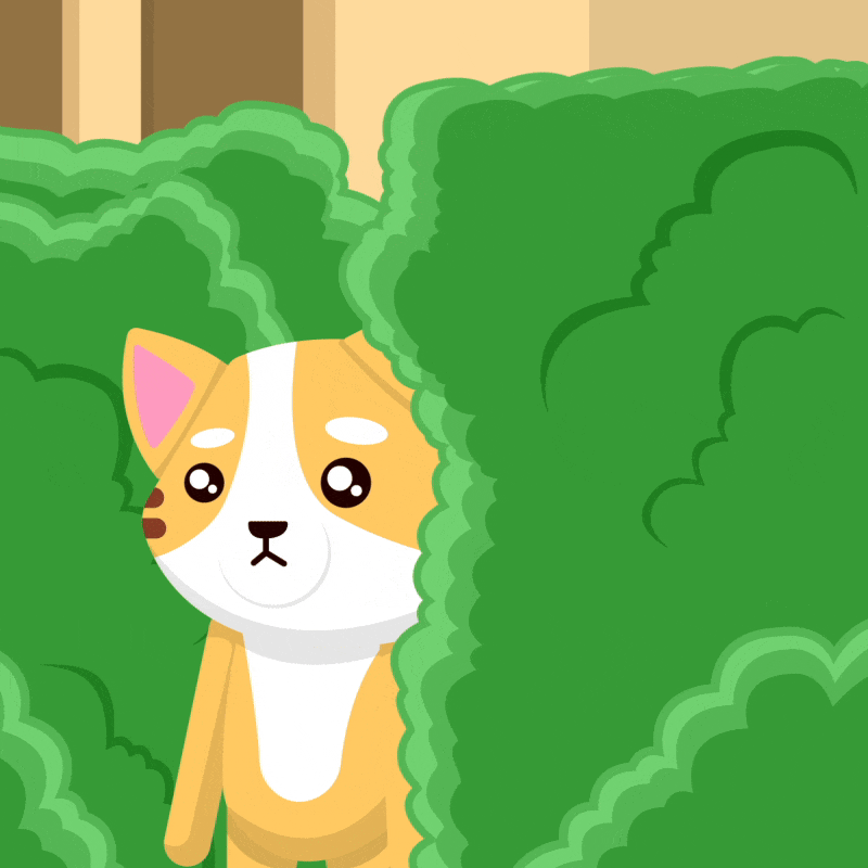 Sad Cat Hiding Bush GIF