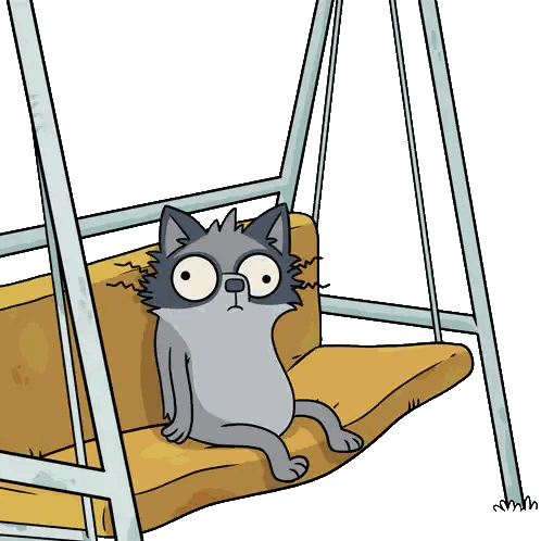 Sad Cat Sitting on Swing