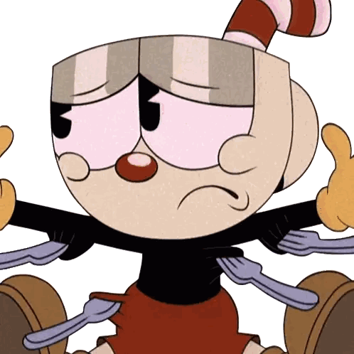 Sad Character Holding Two Forks