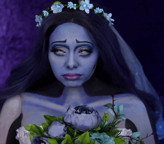 Sad Corpse Bride Alicia Cosplaying GIF