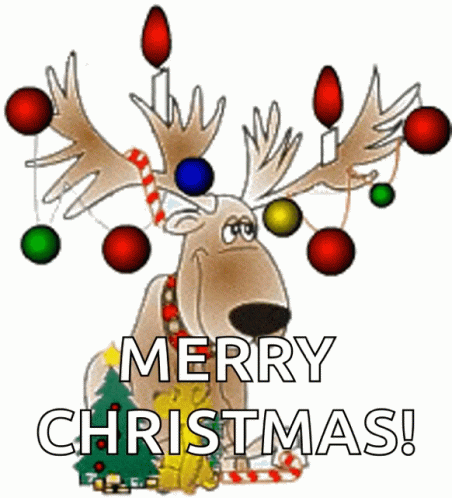 Sad Dog Reindeer Christmas Card GIF