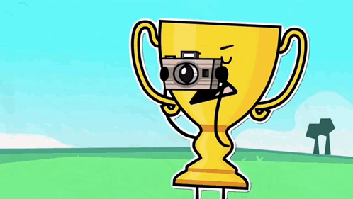 Sad Face Trophy Holding Camera GIF