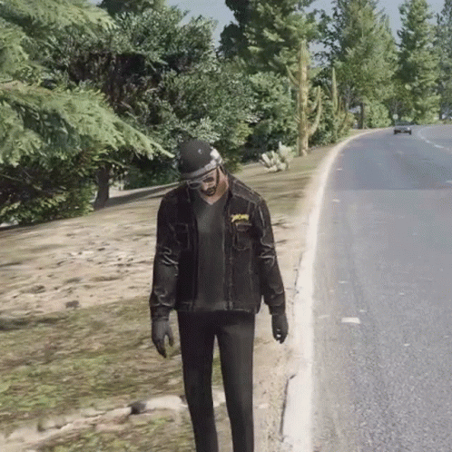 Sad Guy Walking On The Roadside GIF