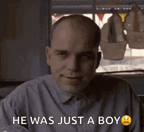 Sad Man Saying He Was Just A Boy GIF