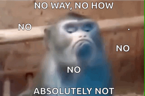 Sad Monkey Now Way No How Absolutely Not GIF