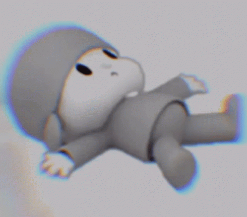 Sad Monochromatic Pocoyo Laying Down GIF
