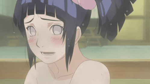 Sad Naked Anime Girl with Flower in Hair