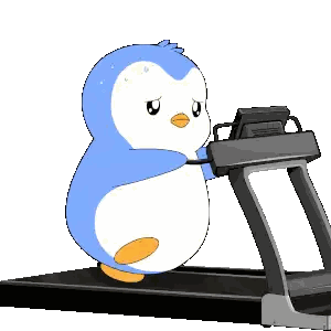 Sad Penguin Running on Treadmill