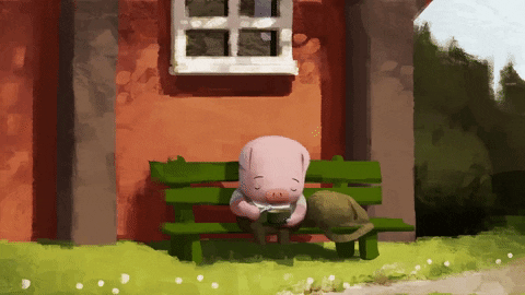 Sad Pig Eating Lunch Time Alone GIF