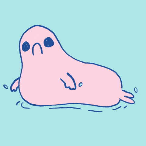 Sad Pink Spinning Seal Animation GIF