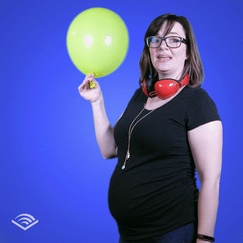 Sad Pregnant Woman Yellow Balloon Deflating GIF