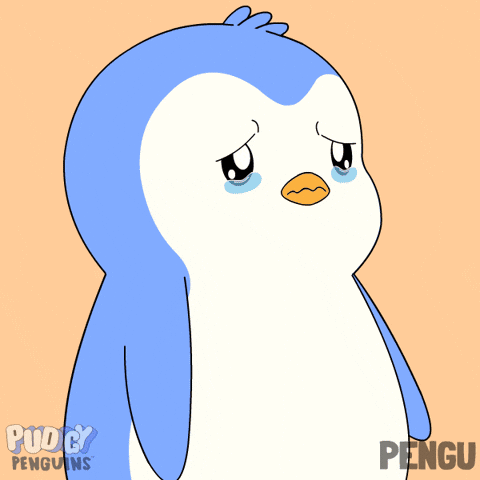 Sad Pudgy Penguin With Pink Heart