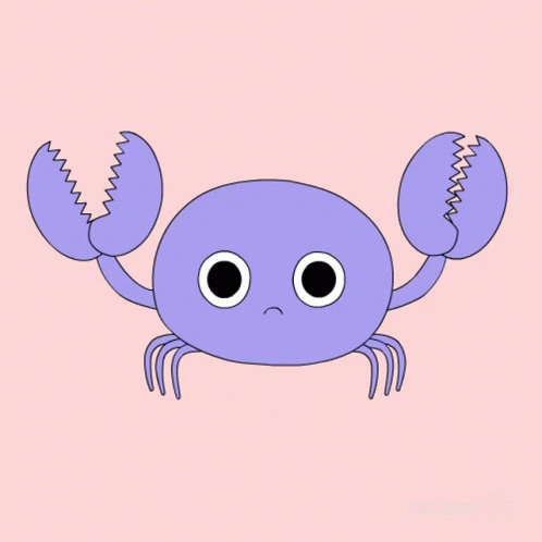 Sad Purple Crab On Pink Background GIF