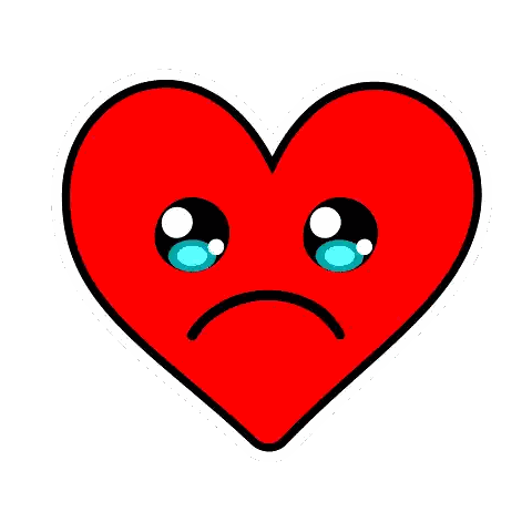 Sad Red Heart with Tears