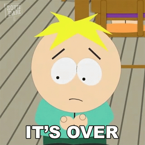 Sad South Park Character Saying It's Over GIF