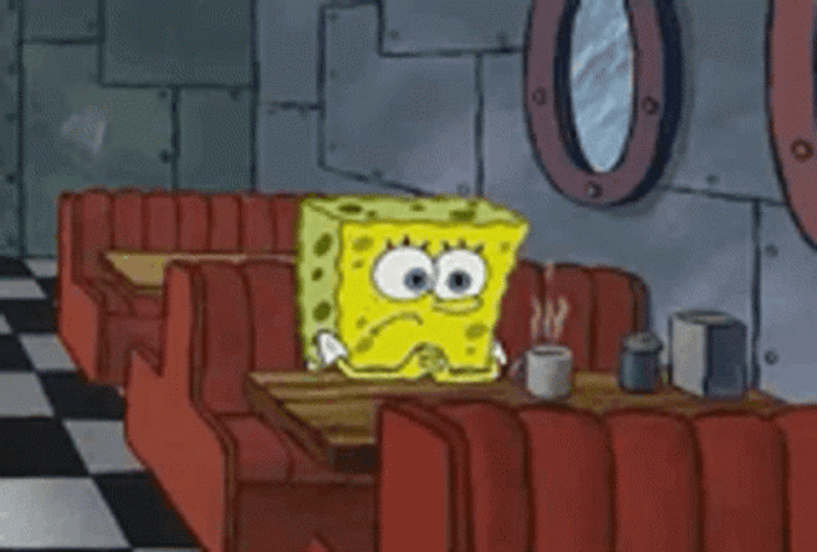 Sad Spongebob Alone In A Diner GIF