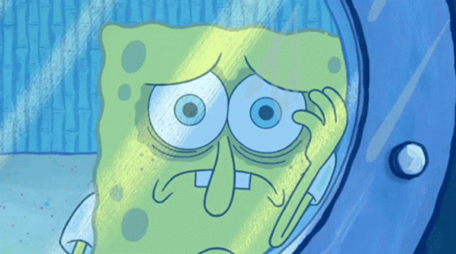 Sad Spongebob In The Window GIF