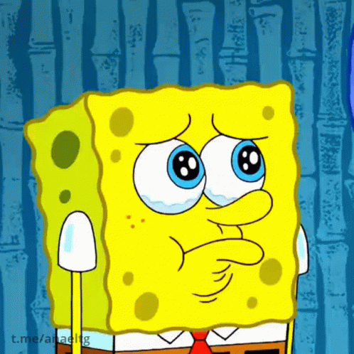 Sad SpongeBob SquarePants With Blue Eyes